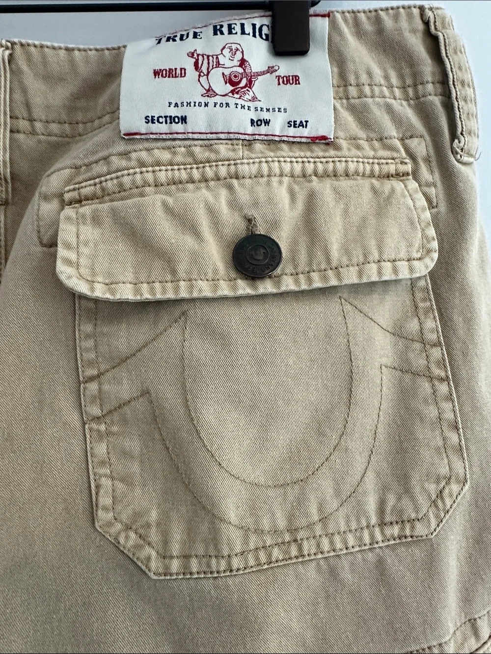 True Religion Mens Cargo Shorts 32 Tan‎ Utility Outdoor Camping Fishing